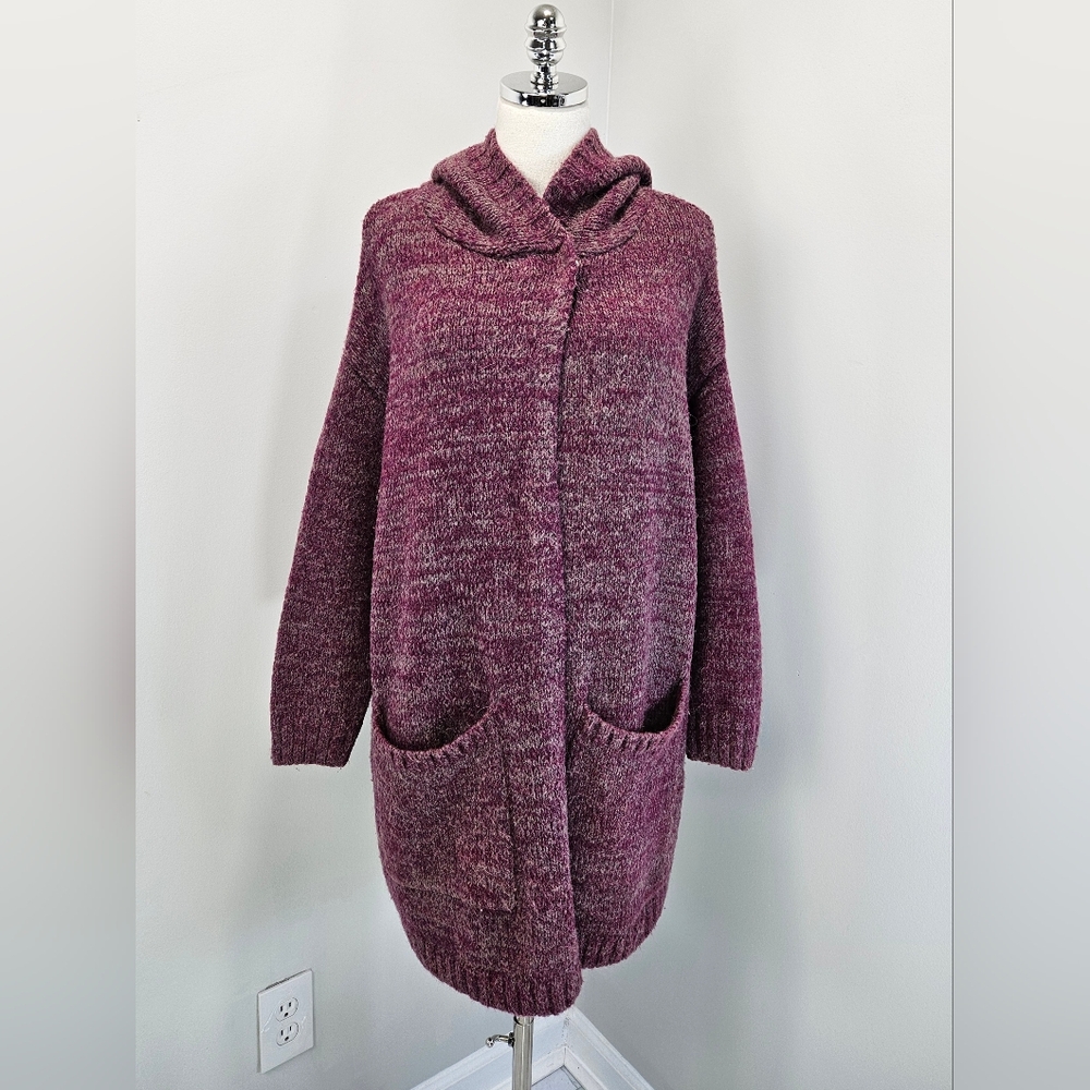 Free People Lambswool Womens Boxy Hooded Cardigan Xsmall Slouchy Relax Fit